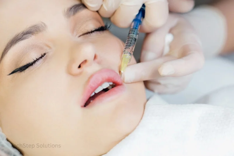 close up of beautician expert s hands injecting in